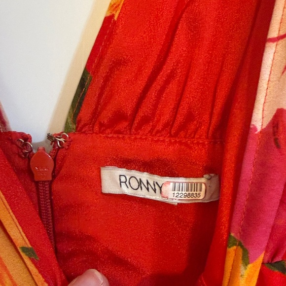 Floral Maxi Dress with Red and Orange Accents - Picture 2 of 4